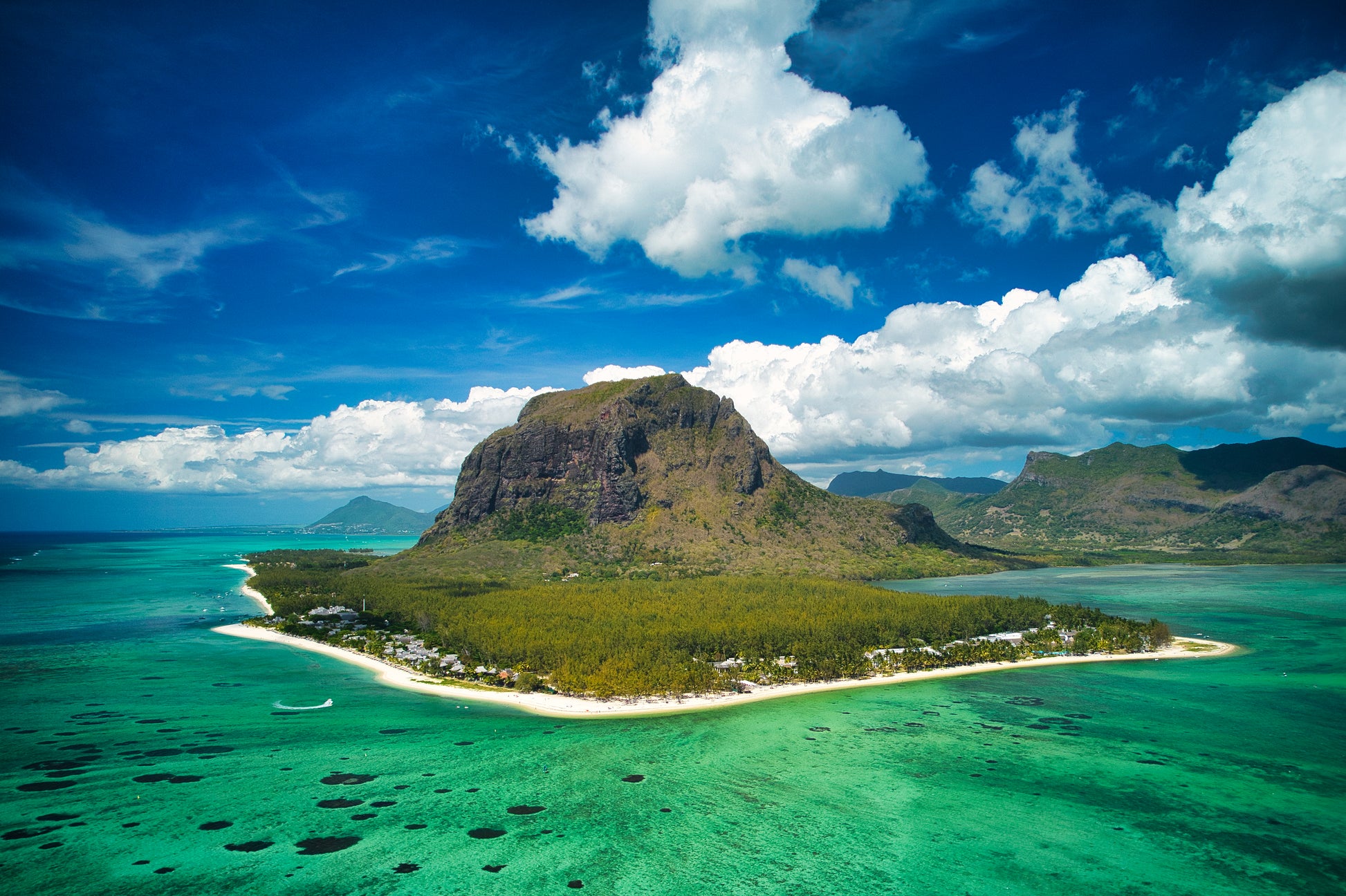 Le Morne Mountain and Beach in Mauritius Island